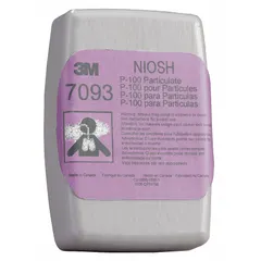 NIOSH P100 rated particulate filter with magenta color code. Bayonet connection for use with 3M 5000, 6000, 7000, and FF-400 Series reusable respirators. Pack of 12. Provides high-efficiency filtration against airborne particles in industrial environments.