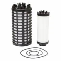 Cartridge-type diesel fuel filter with cellulose media. Each kit includes two filters, three o-rings, and a grease packet. Compatible with Western Star trucks. Used in diesel fuel systems to remove contaminants and protect engine components
