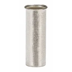 Non-insulated ferrule for terminating one bare 8 AWG stranded wire. Ferrule diameter is 0.19 in. Used to prevent wire fraying and ensure secure connections in terminal blocks and control panels.