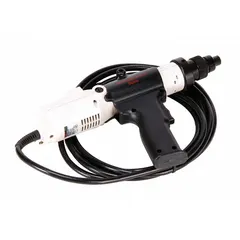 Corded inline-push start screwdriver with 1/4 in drive. Delivers torque range of 15 in-lb minimum to 40 in-lb maximum. Suitable for assembly-line and manufacturing fastening tasks requiring controlled torque.