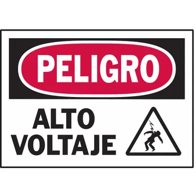 BRADY Peligro: Alto Voltaje Signs, Adhesive Mount, 3 1/2 x 5 in, 5-Pack