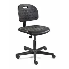 This armless office chair from BEVCO features a black plastic frame with a 12-inch back height and 18-inch seat width. Suitable for general office seating, workstations, or light industrial environments where a compact chair is needed.