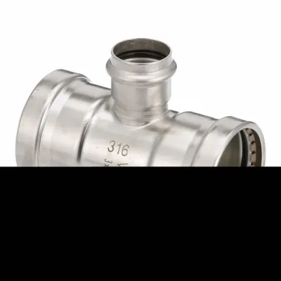 VIEGA PROPRESS Crimp Tee Fitting: 3 in CTS x 3 in CTS x 1 1/2 in CTS - Potable Water Stainless Steel Press Fittings