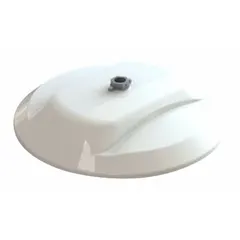 Round LED bay light replacement for 400W HID fixtures. Delivers 22,700 lumens at 5000K color temperature. Operates on 120 to 277V AC with 140W power consumption. Designed for mounting heights from 15 ft to 40 ft with wide distribution pattern.