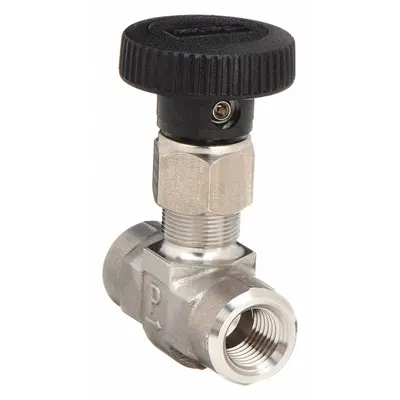 Parker Needle Valve: Inline Valve Body, 316 Stainless Steel, Integral Bonnet, 1/4 in Pipe Size - Stainless Steel Straight-Body Needle Valves