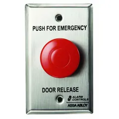 Wall-mounted electromagnetic door release constructed of stainless steel. Operates in fail-secure mode, keeping the door locked upon power loss. Used to hold fire or security doors open in commercial and industrial facilities.