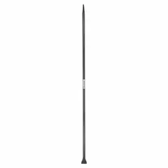 This digging bar features a hexagon bar shape with a 1-inch diameter and a chisel/point end for breaking up compacted soil, prying rocks, and digging trenches. The 2-9/16-inch end width provides a broad striking surface, while the black handle offers a secure grip. Suitable for construction, landscaping, and utility work.