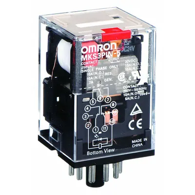 OMRON General Purpose Relay: Socket Mounted, 10 A Current Rating, 24V AC, 3PDT - Socket-Mounted Relays