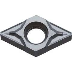 Diamond indexable turning insert for precision machining of non-ferrous materials such as aluminum, copper, and plastics. Used in turning, boring, and facing operations to achieve high surface finish and extended tool life.