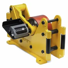 This length measuring machine is designed for measuring hose, cable, wire, and rope lengths in meters. It features a 3602 counter with operator-oriented display and provides ±1% accuracy. The removable base allows for flexible mounting in industrial production, maintenance, and quality control applications.