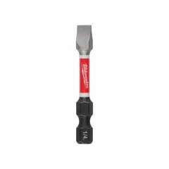 Slotted-head impact bit with 1/4-inch hex shank and SL 1/4 industry size. Made of alloy steel for use with impact drivers in fastening applications. Supplied in a 25-pack.