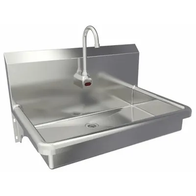 SANI-LAV Hand Sink: 1 Stations, 5 in Bowl Dp, 27 in Bowl Lg, 16 1/2 in Bowl Wd - One-Station Wall-Mounted Hand Sinks with Faucets