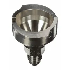 This 3M adapter connects PPS series disposable cups to spray guns. Made of stainless steel with a 7/16 in thread, it is used in painting and coating applications where corrosion resistance is required.