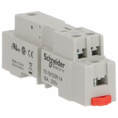 SCHNEIDER Relay Socket: 16 A Rating, DIN-Rail Socket Mounting, 5 Pins, L Socket, Std - DIN-Rail Mounted Sockets