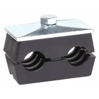 BEHRINGER PIPE SYSTEMS Vibration-Dampening Beta Clamp: Ribbed Bore, Steel Clamp, For 2 Lines (MPN R0T2025-PP)