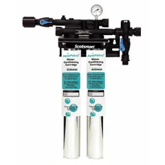 This water filter system is designed for use with ice machines and refrigerators to reduce dirt and rust. It has a flow rate of 4.2 gpm and an overall height of 25 1/4 inches. The filter helps protect equipment from sediment buildup, supporting cleaner ice and water production.