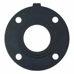 This full-face flange gasket is made of EPDM with an inner ring, designed for low-torque sealing on 3-inch pipe. It measures 5/64 in thick with a 3 1/2 in inside diameter and is black. Suitable for sealing flange joints in industrial piping systems handling water, wastewater, or moderate chemicals.