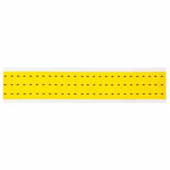 Individual black dash character on yellow background, Gothic font, 3/8 in height. Non-reflective and for indoor use only. Not self-spacing or aligning. Suitable for custom message boards and pipe markers.