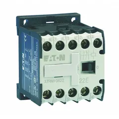 DIN-rail-mounted control relay with 4 normally open contacts rated at 10 A and a 240V AC coil. Suitable for switching loads in industrial control panels, motor control circuits, conveyor systems, and HVAC equipment.
