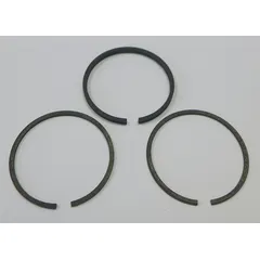 This piston ring set is a replacement component for air compressor systems. It seals the piston within the cylinder to maintain compression and reduce blow-by. Restores efficiency and performance in compatible compressors.