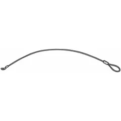 Nylon lanyard with steel core for securing tools. Overall length 12 in, with a 3/4 in loop on one end and a #10 loop on the other. Sold in a pack of 10. Used in industrial settings to attach tools to a worker's belt or anchor point, reducing the risk of dropped objects.