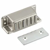 Steel magnetic catch with push-to-close operation and pull opening action. Height 13/16 in, width 2 3/8 in. Used for holding cabinet doors, access panels, and enclosures securely closed