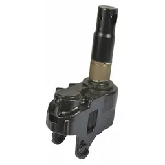 This black steel pump body is a replacement component for Dayton pallet jacks, compatible with models 2ZE58, 2ZE59, and 2ZE63. It serves as the hydraulic pump body that generates lifting force in manual pallet jacks used in warehouses and distribution centers.