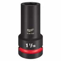 MILWAUKEE Impact Socket: 1 in Drive Size, SAE, 1 1/16 in Socket Size, 6-Point, Deep, Black Phosphate (MPN 49-66-7842)