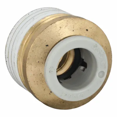 SMC KQ2S10-04AS Push-to-Connect x BSPT Adapter, Brass, White, 10 mm OD x 1/2" - Polybutylene & Brass Tube Fittings