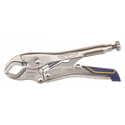 IRWIN Locking Plier: Curved, Quick Release, 1 1/2 in Max Jaw Opening, 7 in Overall Lg - Curved-Jaw Locking Pliers