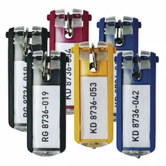 These unlabeled key tags are made of plastic in a rectangular shape and come in a multi-color assortment. Each tag has a blank label surface for custom identification. Supplied in a 24-pack, they are suitable for organizing and labeling keys in industrial, commercial, or institutional settings.