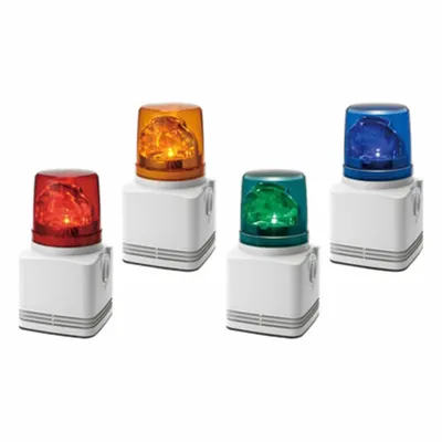 PATLITE Audible Alarms: 24V DC, 8 15/32 in Overall Lg, 3 15/16 in Overall Dia, LED - Tone Alarms with Rotating Light