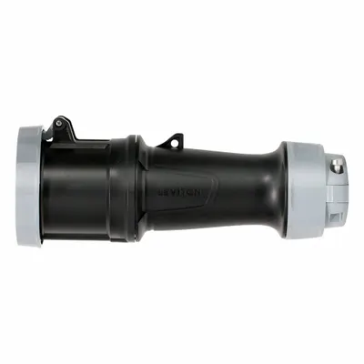LEVITON Pin and Sleeve Connector: Black, 600V AC, Three Phase, 60 A, 3 Pole, 4 Wire - Washdown-Rated Connectors