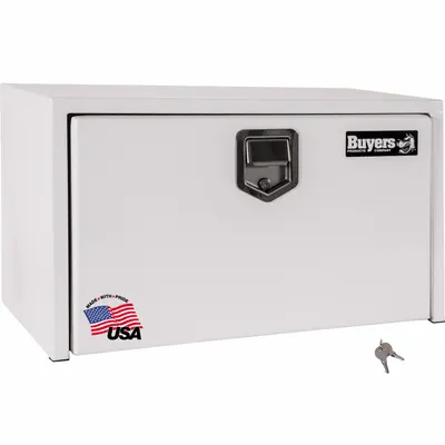 BUYERS PRODUCTS Single Drop-Down Door Box, White, 14 in Depth, Keyed Lock - Single Drop-Down Door Boxes