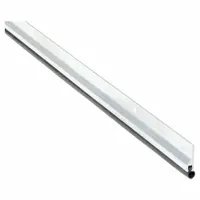 This metal leaf weatherstripping features an aluminum flange and a silicone bulb insert. It measures 8 ft in length, 1 1/4 in width, and 1 1/16 in height. Used to seal gaps around doors, it helps block drafts, dust, and moisture in commercial and industrial settings