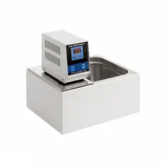 This 10-liter heated water bath features a stainless steel interior and digital programmable control. It operates on 110V AC with a maximum temperature of 100°C and accuracy of ±0.2°C. Suitable for sample incubation, reagent warming, and controlled-temperature experiments in laboratory settings.