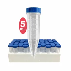 Approved Vendor 5 mL Polypropylene Centrifuge Tube with Attached Screw Cap, Conical Bottom, Graduated, Colorless, C2540