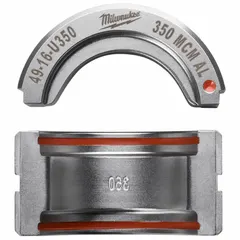 Replacement U Style die set for crimping electrical wire and cable. Accommodates 350 kcmil conductors. Designed for use with MILWAUKEE tools 2679-20 and 49-16-U000.