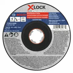 This BOSCH Type 1 cut-off wheel is designed for general-purpose cutting of carbon and stainless steel. It features a 60-grit aluminum oxide construction with dimensions of 6" diameter, 0.045" thickness, and 7/8" arbor. The X-LOCK series design enables quick mounting. Suitable for industrial fabrication, maintenance, and metalworking tasks requiring clean, efficient cuts.
