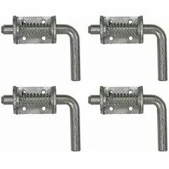 Stainless steel spring latch with bolt-on mounting. Bolt length 6 in, bolt width 3/4 in. Used for securing access panels, doors, and hatches on equipment and machinery.