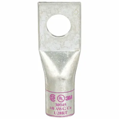 3M Compression Lugs: 1/2 in Stud Size, 4/0 AWG For Wire Sizes, Stranded Wire Type - One-Hole Compression Lugs