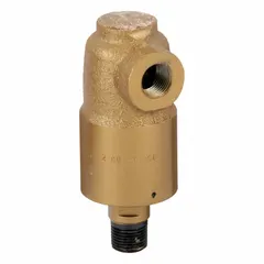 Straight, plain cast iron rotating joint with one passage. Features a 3/8" threaded rotating shaft and carbon graphite seal. Supports maximum speed of 700 rpm. Used to transfer fluid or air from a stationary supply line into rotating machinery such as drums, rolls, or spindles.