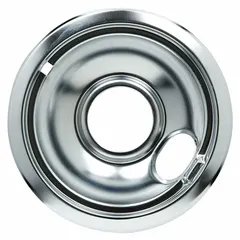 Oven drip bowl designed to catch drips and spills, helping maintain cleanliness inside the oven cavity. Suitable for use in residential ovens as a replacement part.