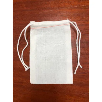 MIDWEST PACIFIC Drawstring Bag: 5 in Lg, 3 in Wd, Cotton/Poly Blend, Natural, 3.98 oz/sq yd Fabric Wt - Cotton Double-Drawstring Bags