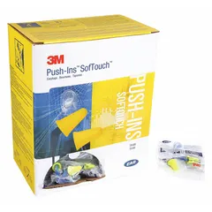 These cone-shaped earplugs are reusable, push-in style with a cord for easy carrying. They provide a noise reduction rating of 31 dB and are suitable for general-purpose hearing protection in noisy environments. The medium size and yellow color are as specified. Pack of 200.