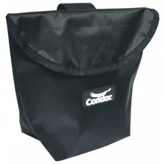 Polyester storage bag for respirators, 10 inches in length. Includes a belt loop for attachment to a belt or harness, allowing the respirator to be carried conveniently and accessed quickly in industrial settings.