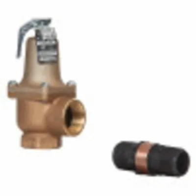 Watts Relief Valve: FNPTF x FNPTF, 1 in x 1 1/4 in, Iron - ASME Section XIII Hot Water Pressure Relief Valves
