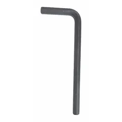 L-shaped hex key with two tips, 6 mm tip size, metric, short length. Made of alloy steel with black oxide finish. Used for driving hex socket fasteners in confined spaces, common in machinery assembly and maintenance.