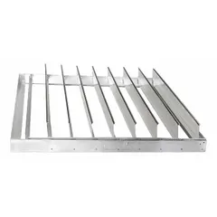 This backdraft damper is designed for use with a 40-inch fan and 40-inch nominal duct diameter. It features a single-panel, flat blade aluminum construction, supports vertical airflow direction, and mounts horizontally. Suitable for preventing reverse airflow in exhaust or ventilation systems, it handles a maximum air velocity of 2250 fpm.