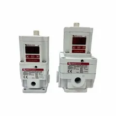 This electropneumatic proportional pressure regulator converts an electrical input signal into a proportional output pressure. It features a 1/4 in NPT connection, maximum operating pressure of 51 psi, and IP65 rating with a 4-Pin M12 Connector. Suitable for precise pneumatic pressure control in industrial automation and process control systems.